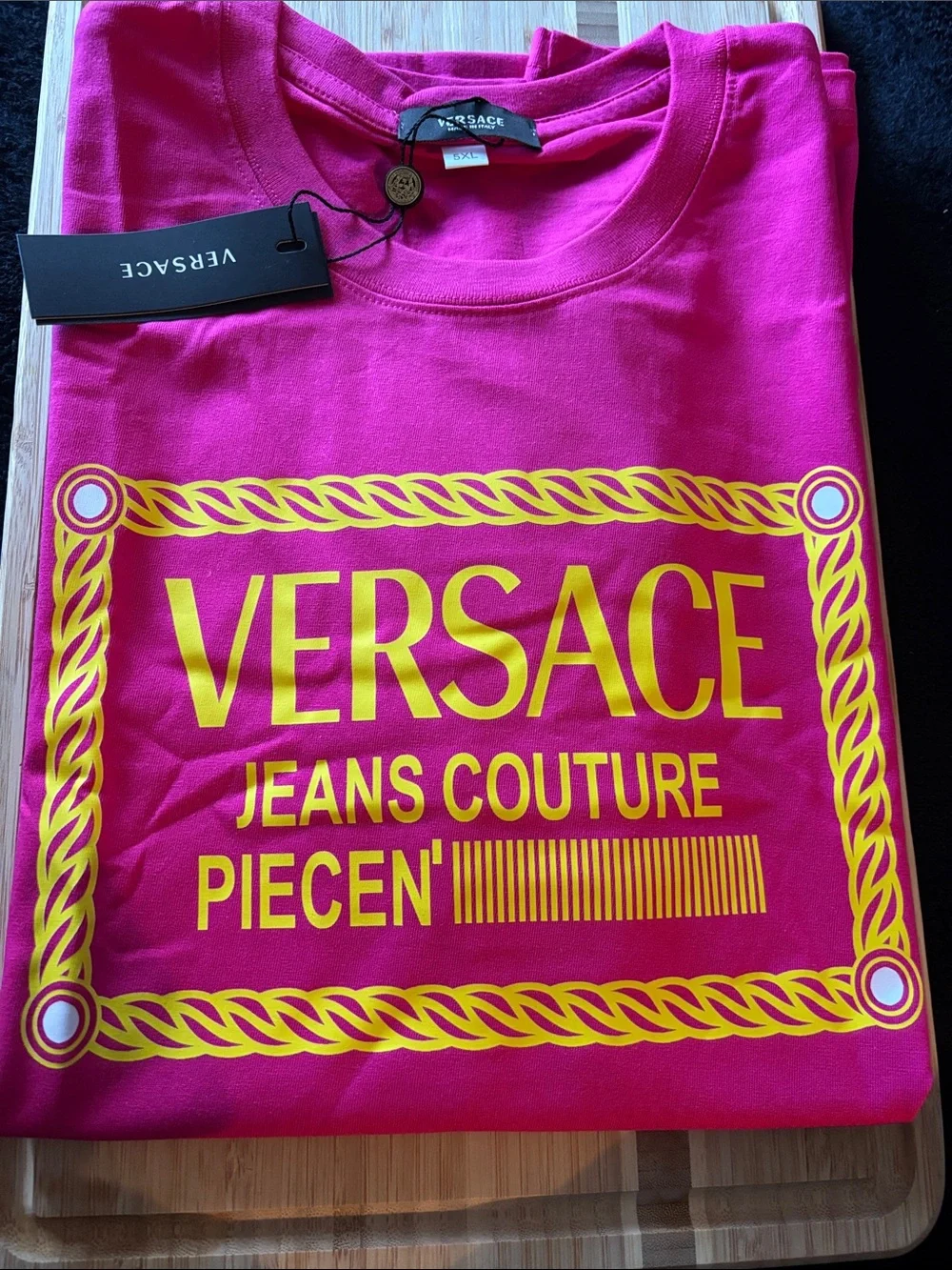 Brand New !! Hot Pink Tee with Yellow Logo Frame Read 👇 - Picture 1 of 4